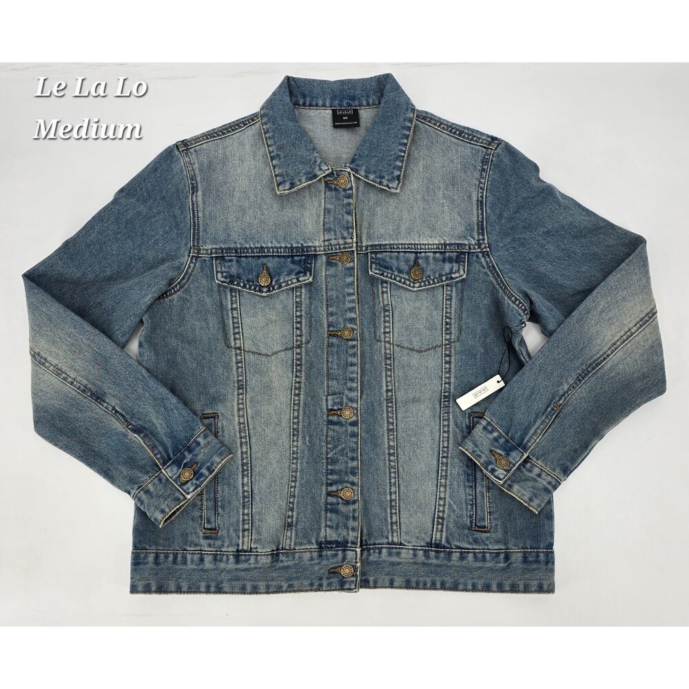 LE LA LO “MAMA” Beaded Denim Jacket – Size Medium (NWT)